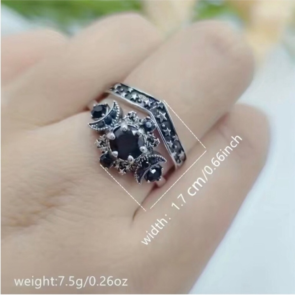 Women’s Triple goddesses maiden mother &Crone Ring Set Wiccan Full Waning Moons - Picture 2 of 5